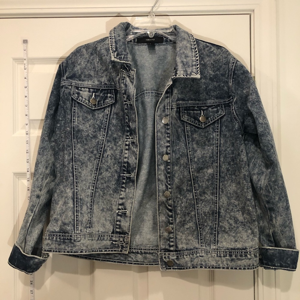 Forever 21 denim jacket with cheetah back